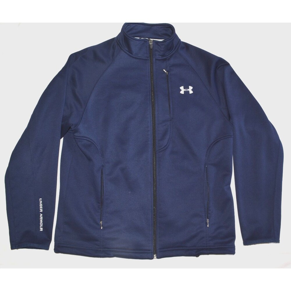 Under Armour Men’s Full Zip Jacket Navy Blue Size Small SM Fleece Lined